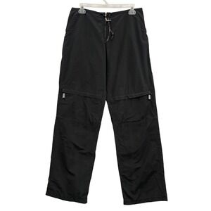 Y2K Bebe Women's Pants Zip Pocket Black Drawstring Waist Retro Size Large